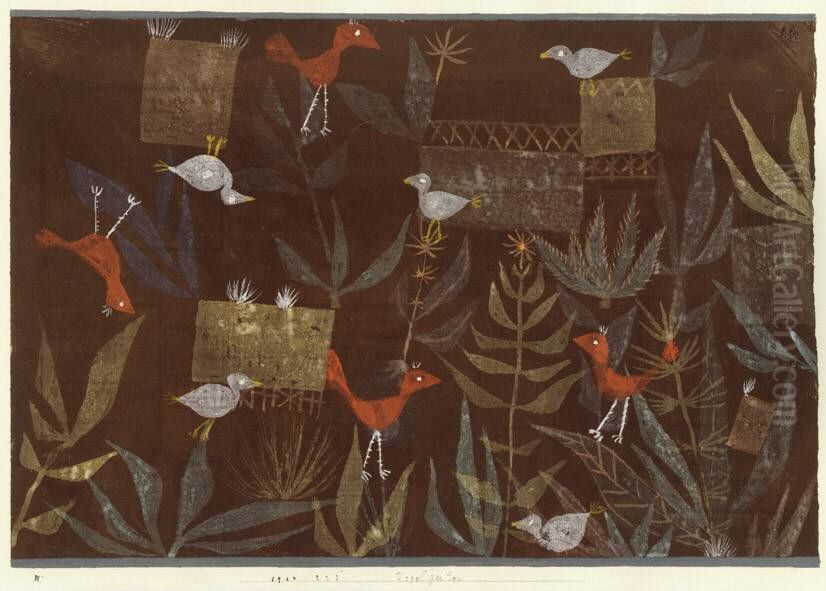 Bird Garden Oil Painting by Paul Klee