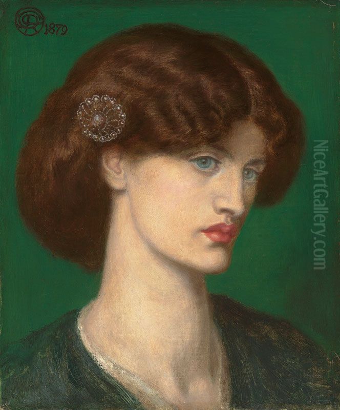 A portrait of Jane Morris Oil Painting by Dante Gabriel Rossetti