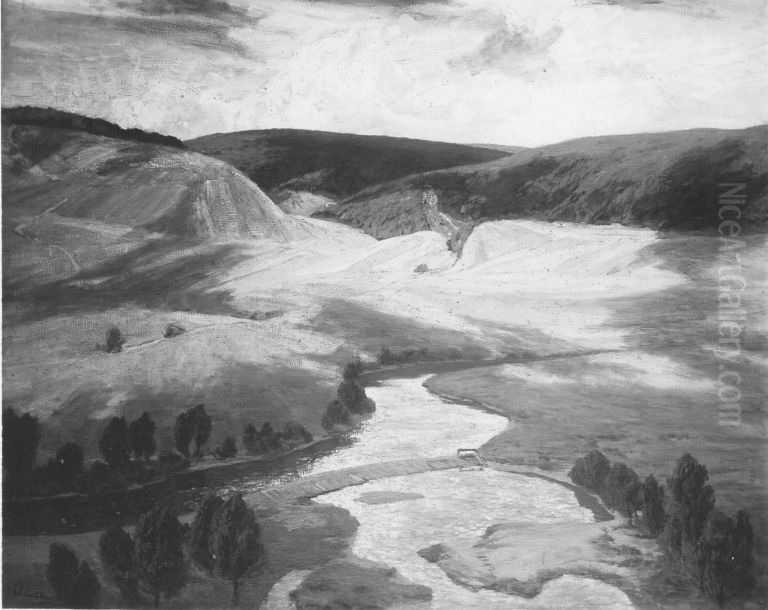 Blick auf ein thuringisches Waldtal Oil Painting by Walter Leistikow