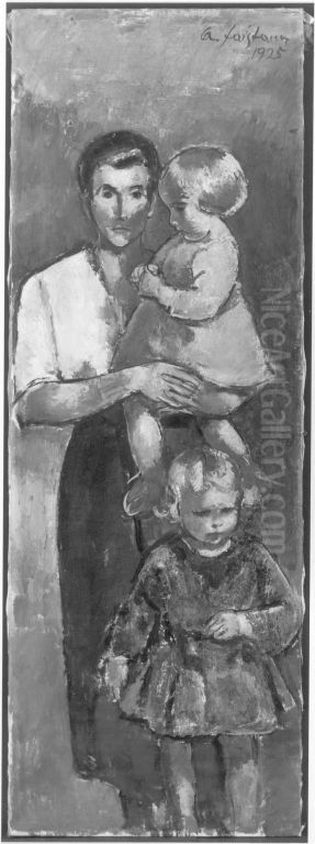 Mutter mit zwei Kindern Oil Painting by Anton Faistauer