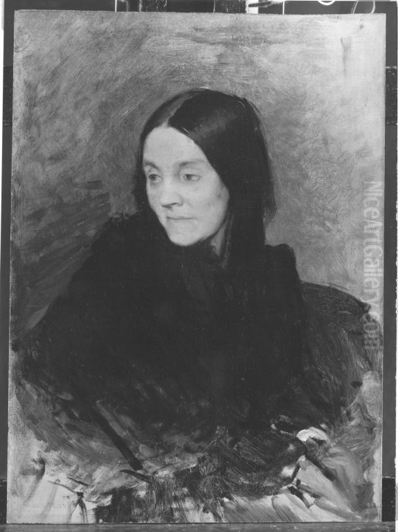 Studie zum Bildnis der Clementine Schwayer Oil Painting by Gabriel von Max