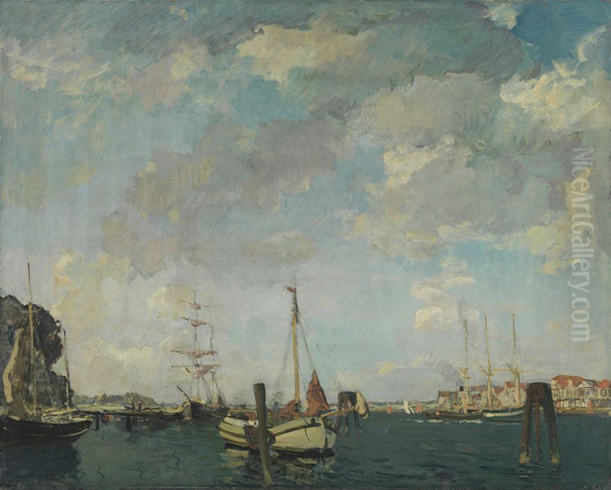 Stadt im Sonnenschein Oil Painting by Ulrich Hubner