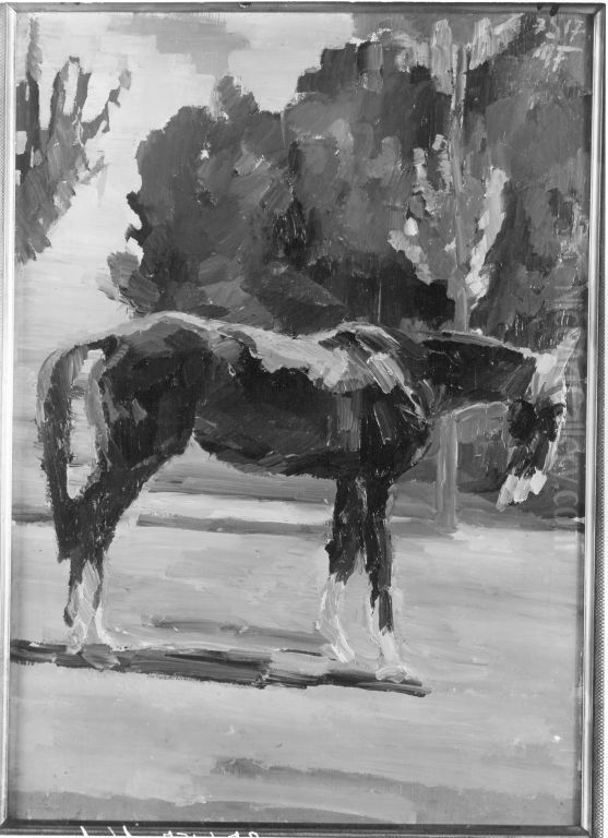 Pferd im Grunen Oil Painting by Max Feldbauer