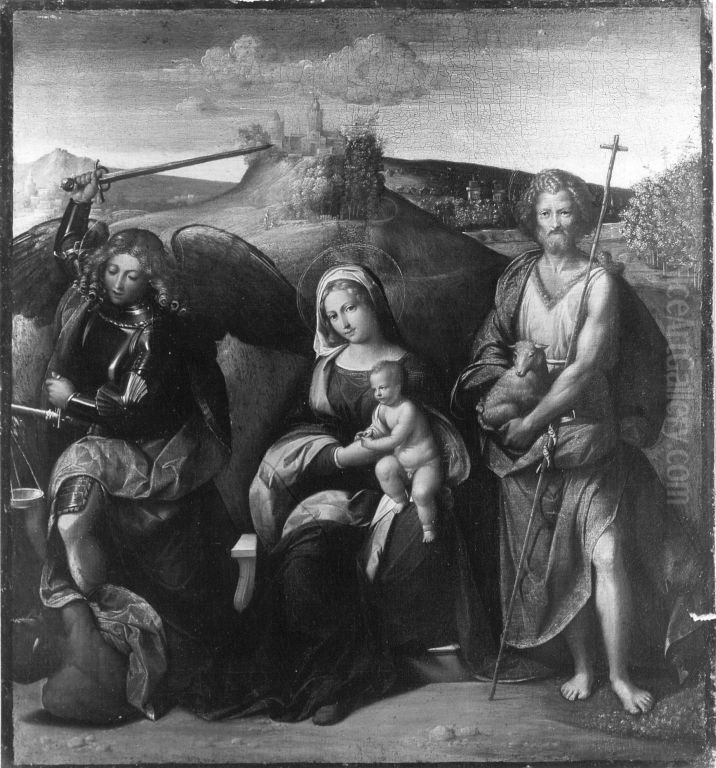 Madonna mit hl. Michael Oil Painting by Benvenuto Tisi