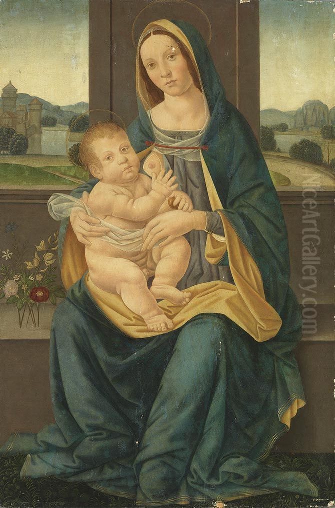 Maria mit Kind Oil Painting by Lorenzo Di Credi