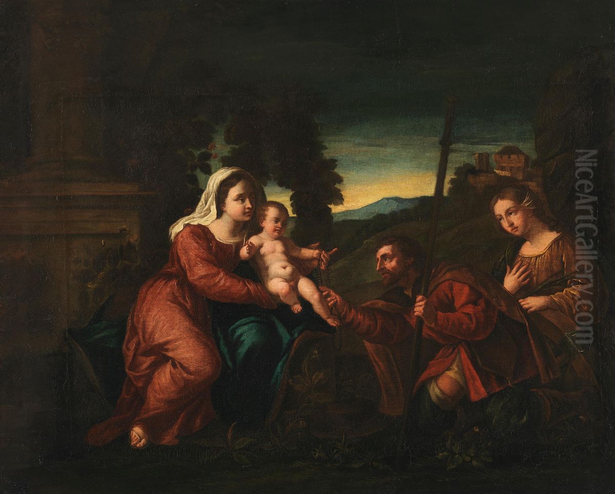 Maria mit Kind und den hll. Rochus und Maria Magdalena Oil Painting by Palma Vecchio