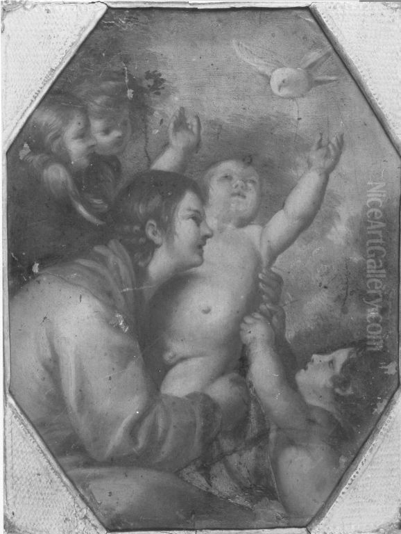 Maria mit Kind und Johannesknaben Oil Painting by Carlo Cignani