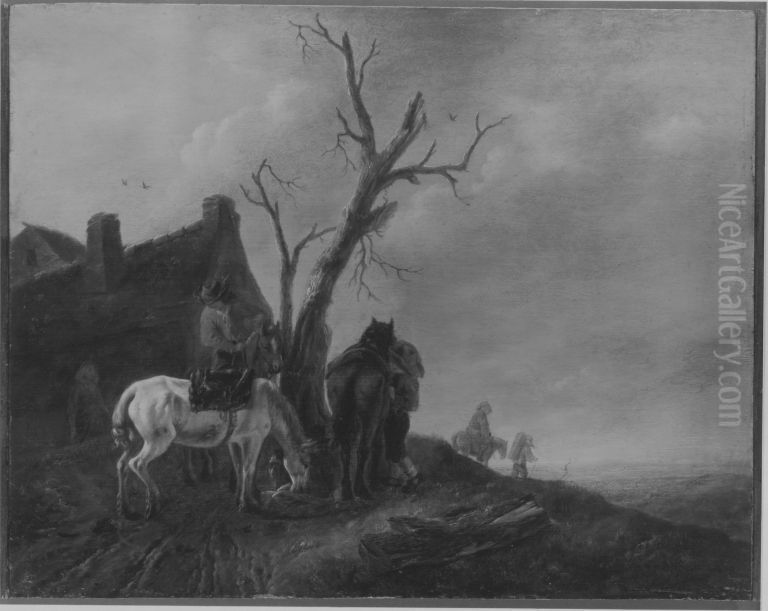Reiter vor der Schenke Oil Painting by Philips Wouwerman