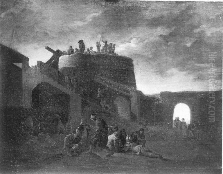 Szene um einen romischen Kalkofen Oil Painting by Pieter van Laer