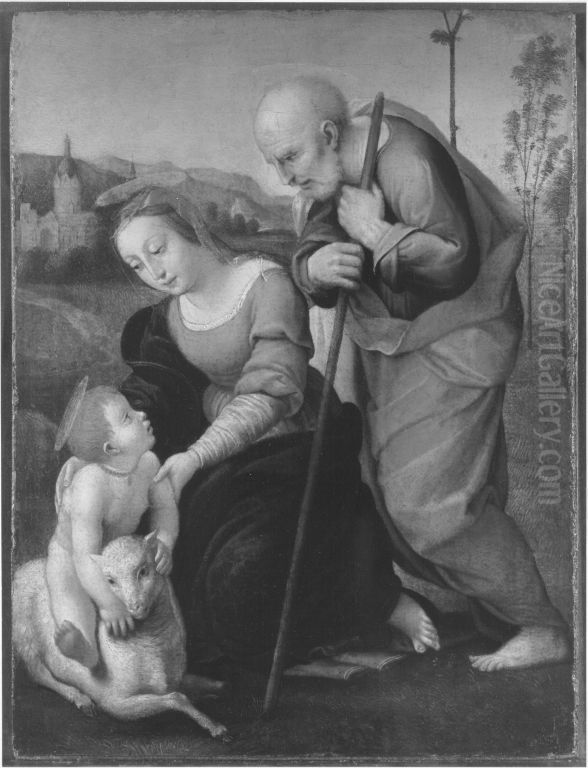 Die Heilige Familie mit dem Lamm Oil Painting by Raphael