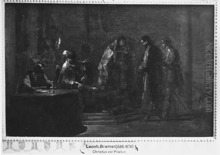 Christus vor Pilatus Oil Painting by Leonaert Bramer