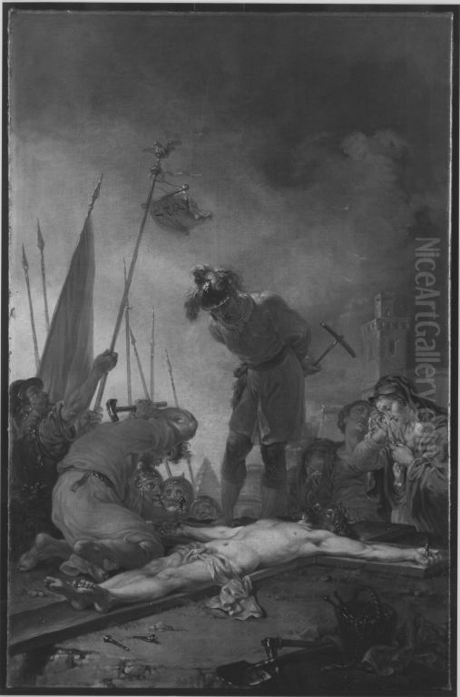 Christus wird ans Kreuz geschlagen Oil Painting by Januarius Zick