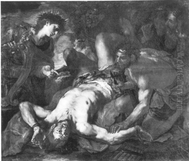 Apoll schindet Marsyas Oil Painting by Johann Michael Rottmayr