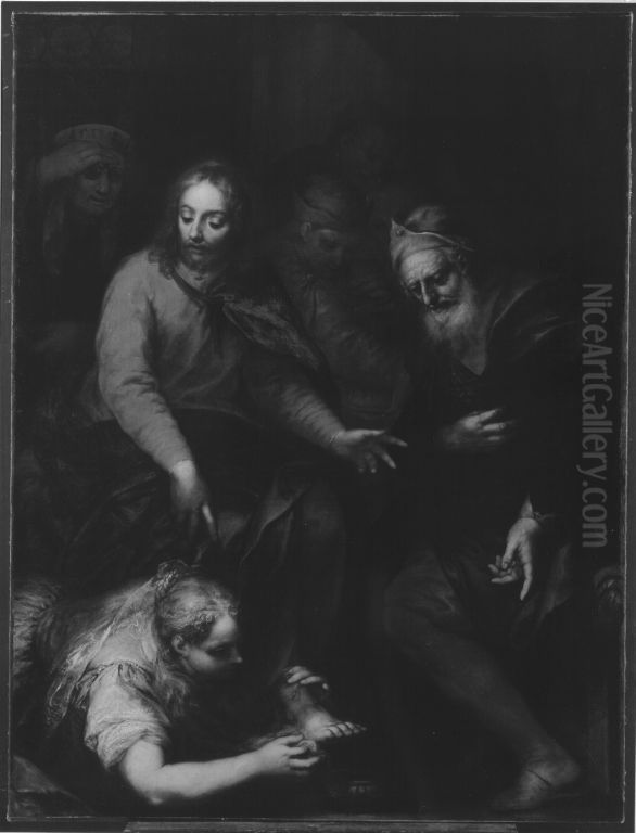 Christus im Hause des Simon Oil Painting by Andrea Celesti