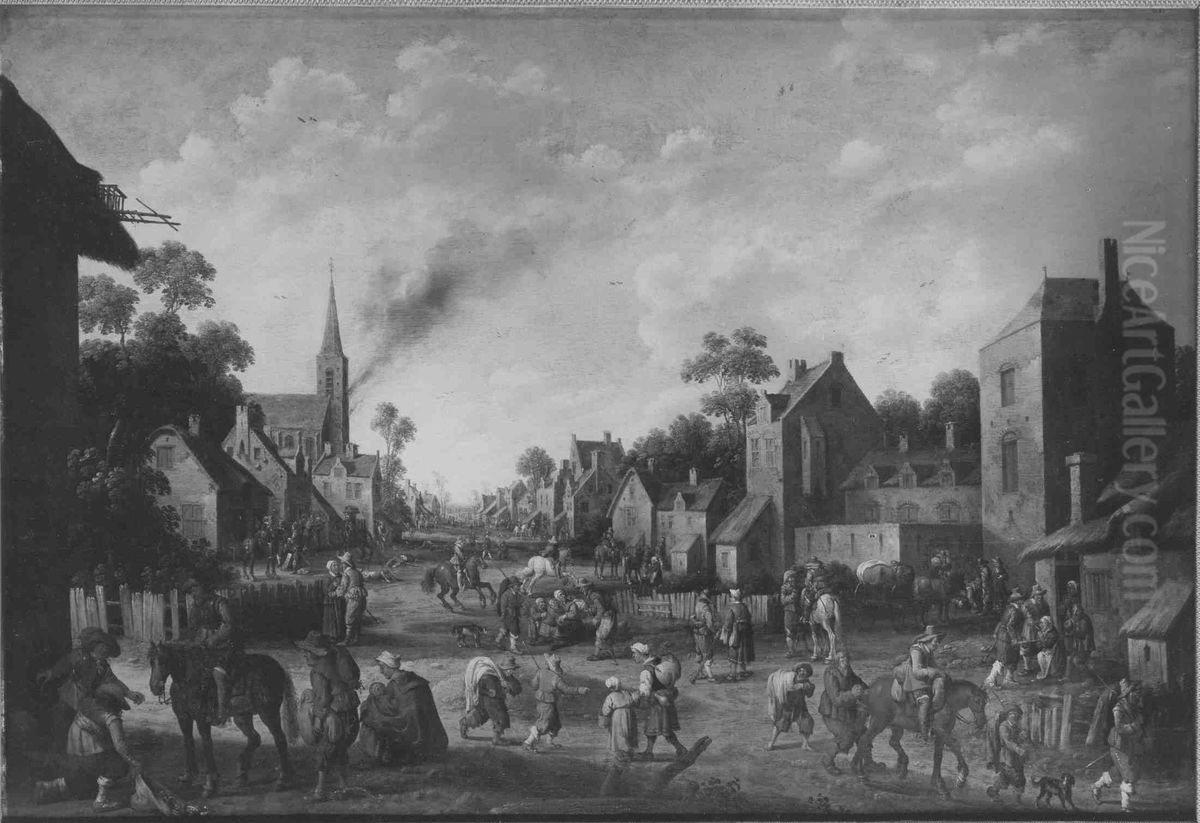 Dorfplunderung Oil Painting by Joost Cornelisz Droochsloot