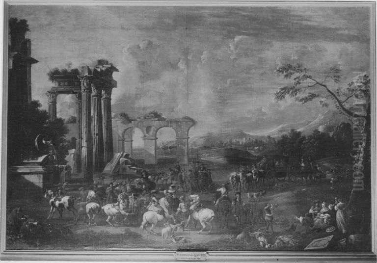 Erfrischung auf der Jagd Oil Painting by Jan Peeter Verdussen