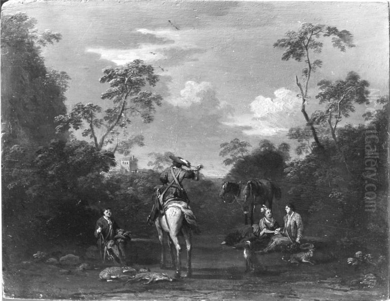 Landschaft mit Jagdstaffage Oil Painting by Norbert Grund