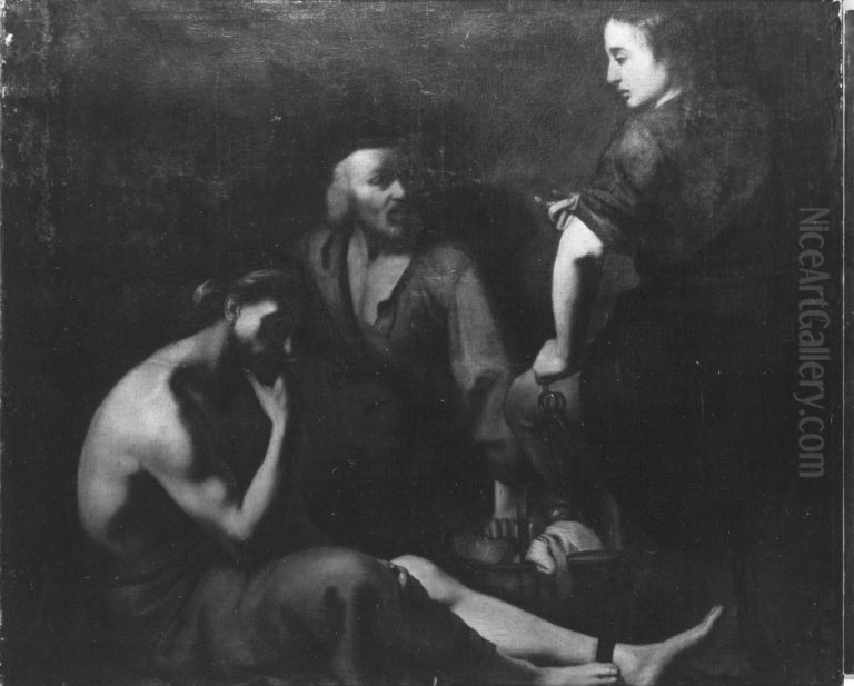 Josephs Traumdeutung im Kerker Oil Painting by Johann Ulrich Mayr