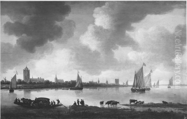 Stadt am Fluss (Ansicht von Zierikzee) Oil Painting by Jan van Goyen
