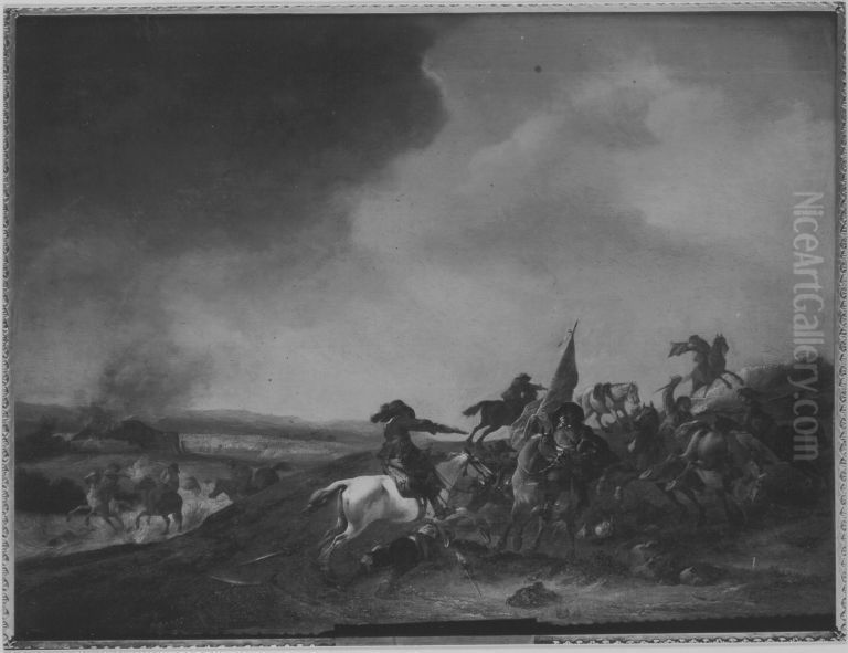 Reitergefecht Oil Painting by Philips Wouwerman