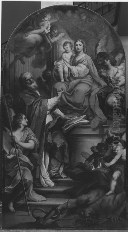 Maria mit dem Kind auf dem Thron Oil Painting by Sebastiano Conca