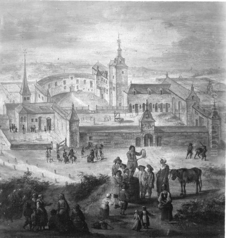 Marktschreier vor einer Kirche Oil Painting by Johannes Lingelbach