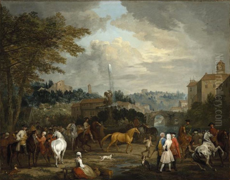 Horse market Oil Painting by Jan Peeter Verdussen