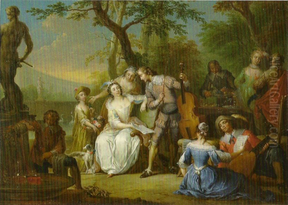 Musical company in a garden Oil Painting by Frans Christoph Janneck