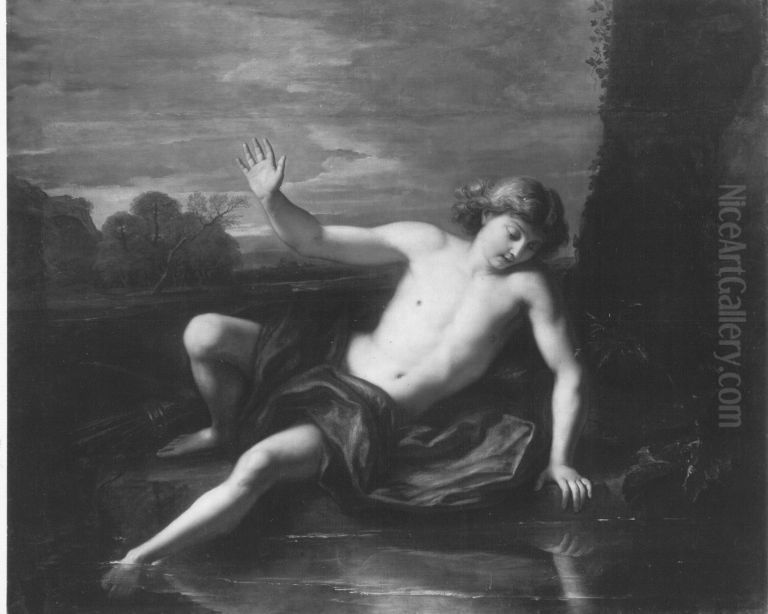 Narcissus Oil Painting by Anthoni Schoonjans