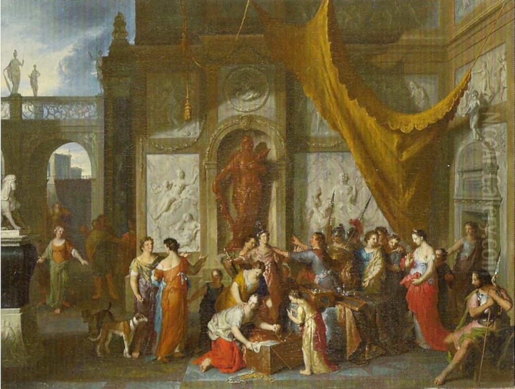 Odysseus erkennt den Achill unter den Tochtern des Lykomedes Oil Painting by Gerard Hoet