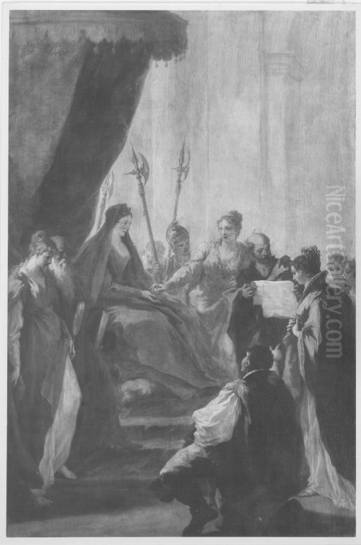 Die Huldigung Oil Painting by Giovanni Antonio Pellegrini