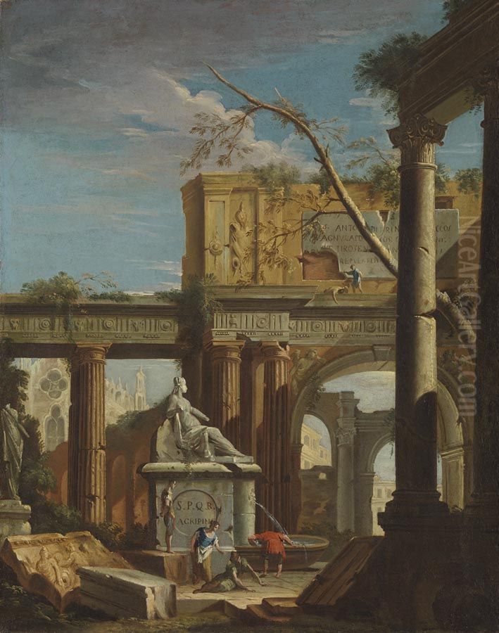 Architekturcapriccio Oil Painting by Marco Ricci