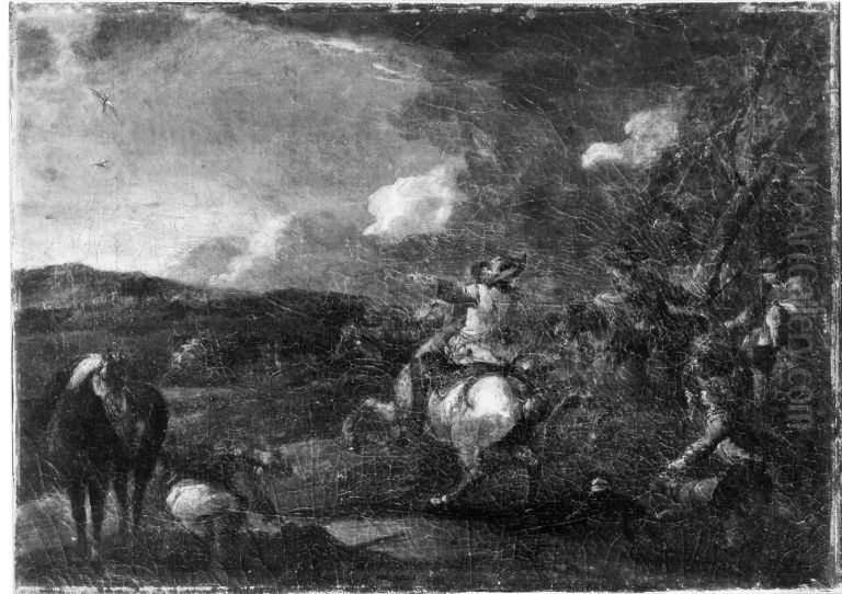 Falkenbeize Oil Painting by August Querfurt