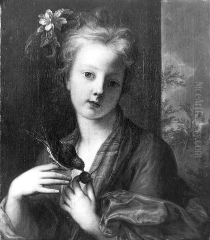 Madchen mit Vogel Oil Painting by Anthoni Schoonjans