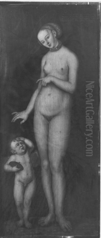 Venus und Amor als Honigdieb Oil Painting by Lucas Cranach the Elder