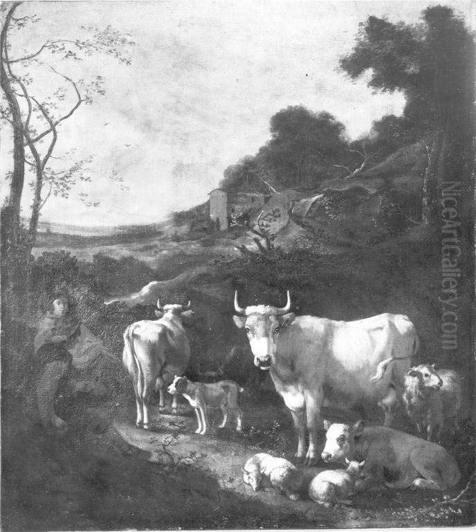 Weidevieh Oil Painting by Albert Klomp