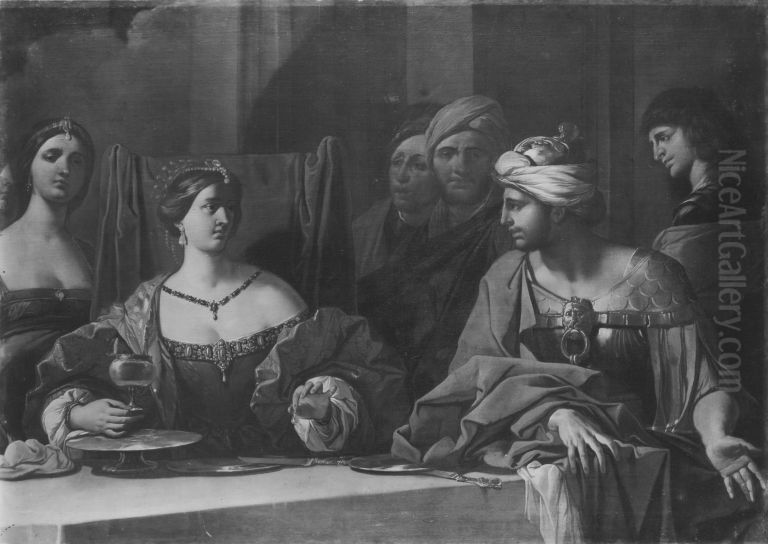 Das Gastmahl der Kleopatra Oil Painting by Giulio Carpioni