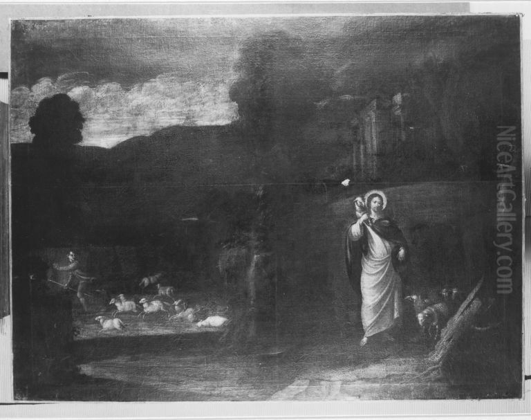 Christus als guter Hirte Oil Painting by Luca Cambiaso