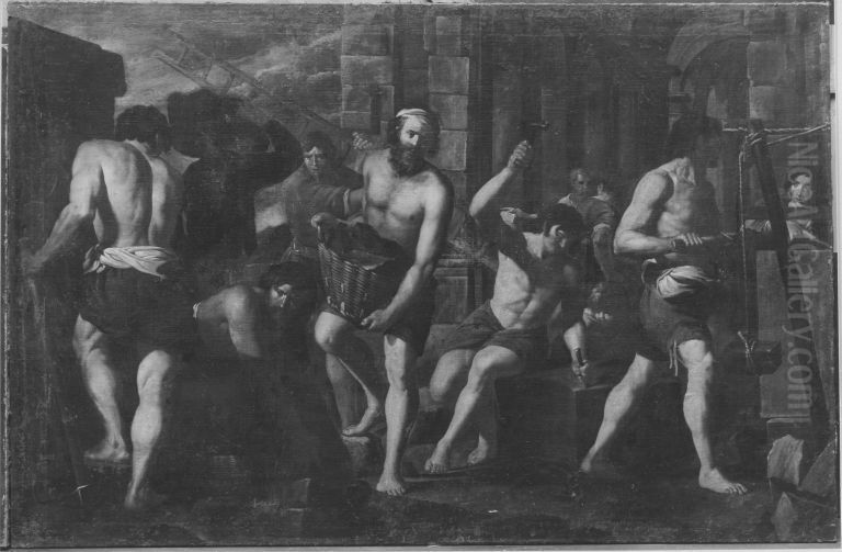 Bauleute am Werk Oil Painting by Leonello Spada