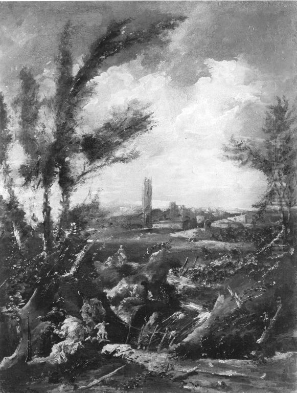 Landschaft mit Musikanten Oil Painting by Alessandro Magnasco