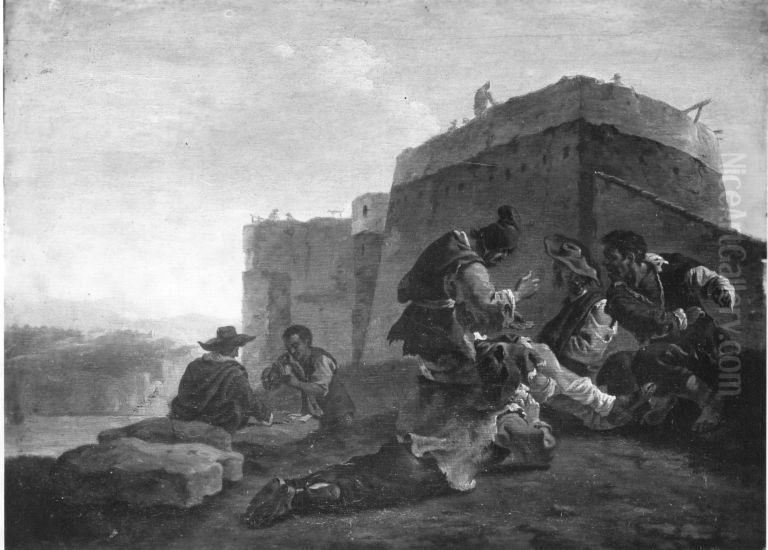 Spielende Facchini Oil Painting by Pieter van Laer