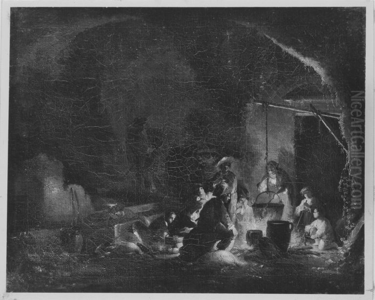 Zigeuner beim Nachtmahl Oil Painting by Johann Georg Trautmann