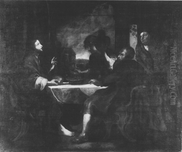 Christ at Emmaus Oil Painting by Kaspar Amort