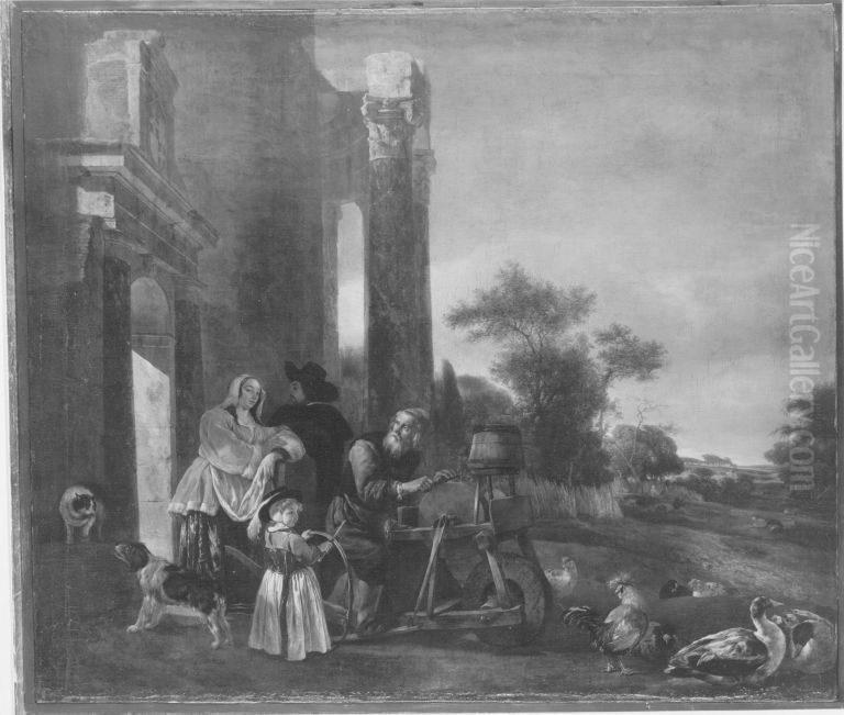 Der Scherenschleifer Oil Painting by Jan Baptist Weenix