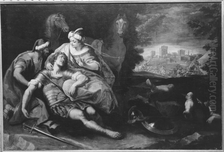 Der verwundete Tancred von Erminia gepflegt Oil Painting by Paolo de Matteis