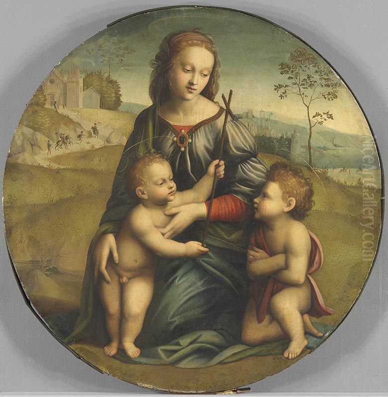Maria mit Jesuskind und Johannesknaben Oil Painting by Ridolfo del Ghirlandaio