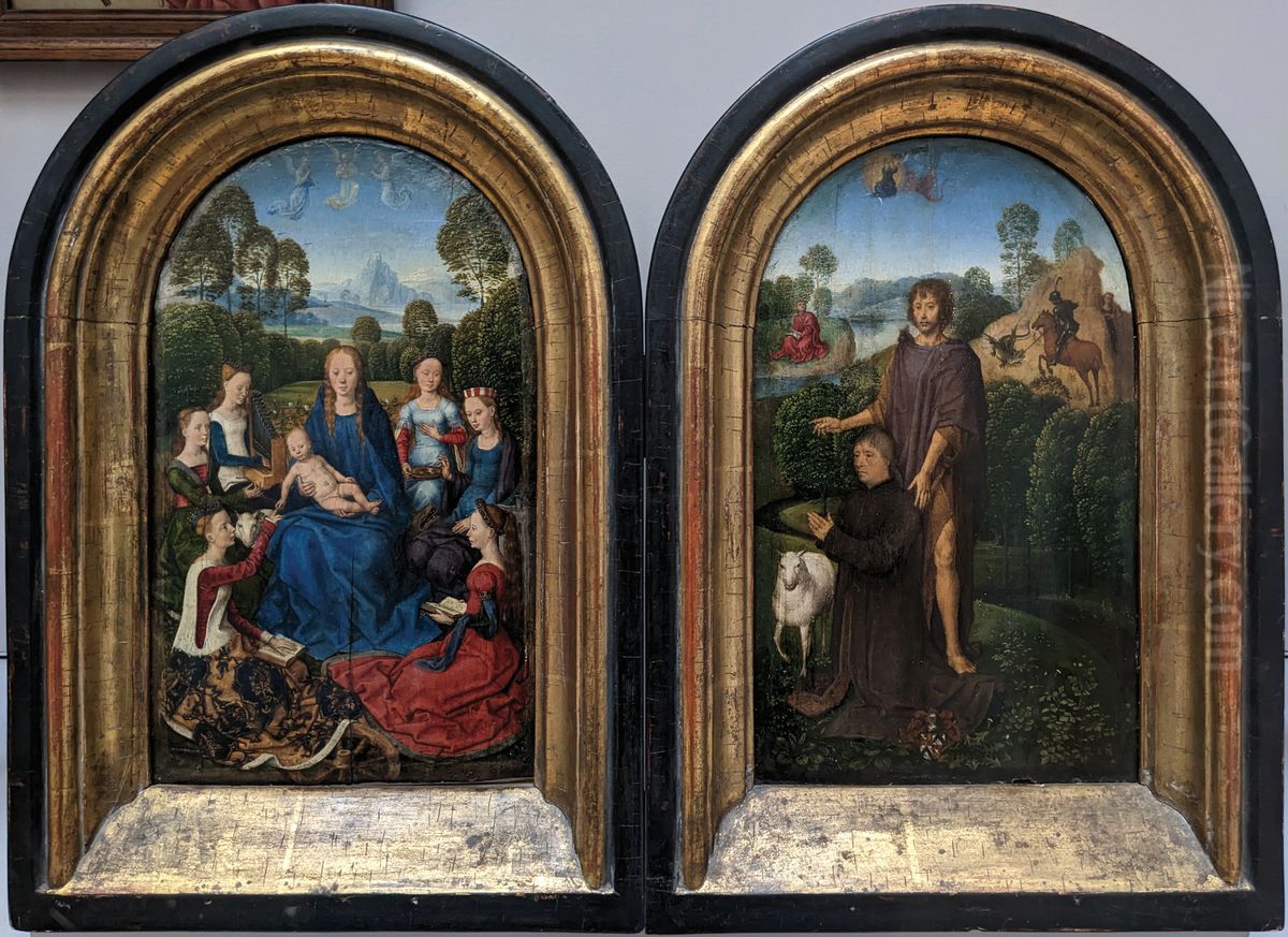 Diptych of Jan du Cellier Oil Painting by (manner of) Memling, Hans