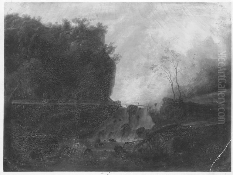 Ideallandschaft mit Wasserfall Oil Painting by Martin Ferdinand Quadal