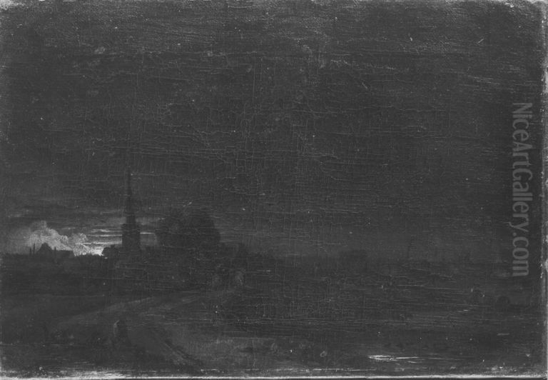 Mondscheinlandschaft Oil Painting by Christian Wilhelm Ernst Dietrich