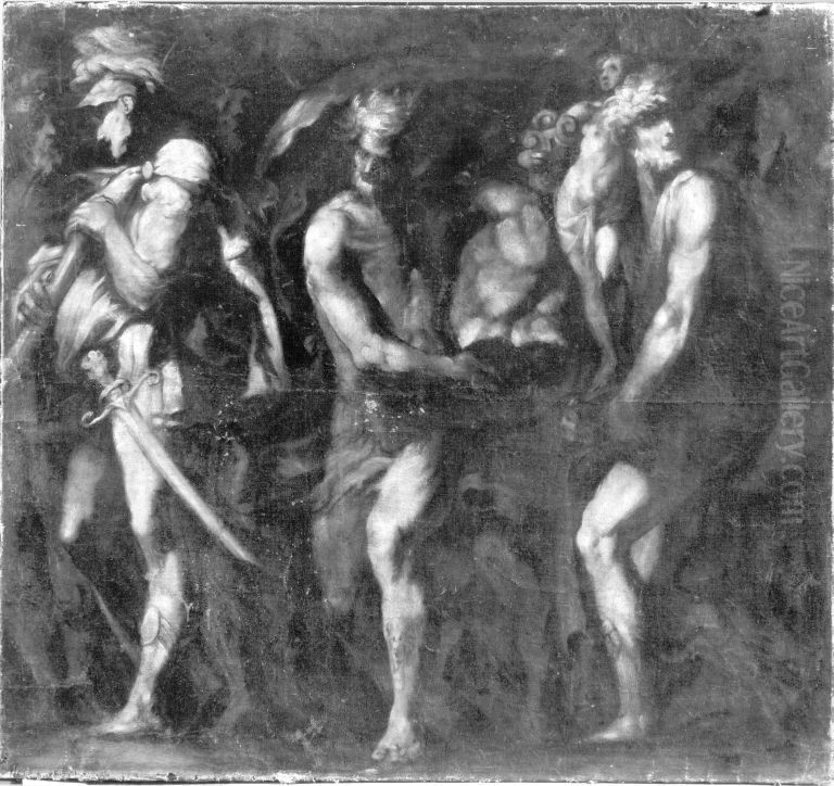 Soldaten mit Beutestucken Oil Painting by Giovanni Andrea Donducci